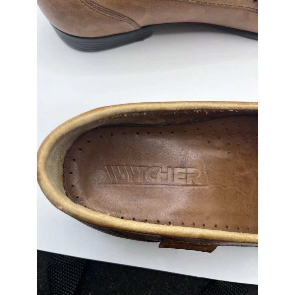 Wytcher Men's Brown Leather Woven Slip-On Loafers Round Toe Size 7 1/2